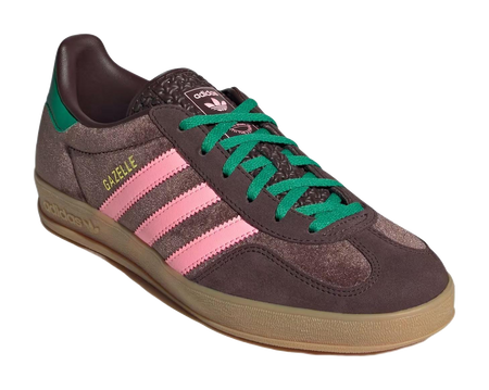 Adidas Wmns Gazelle Indoor Dark Brown Pink Green Velvet Womens  vjsneaker.com