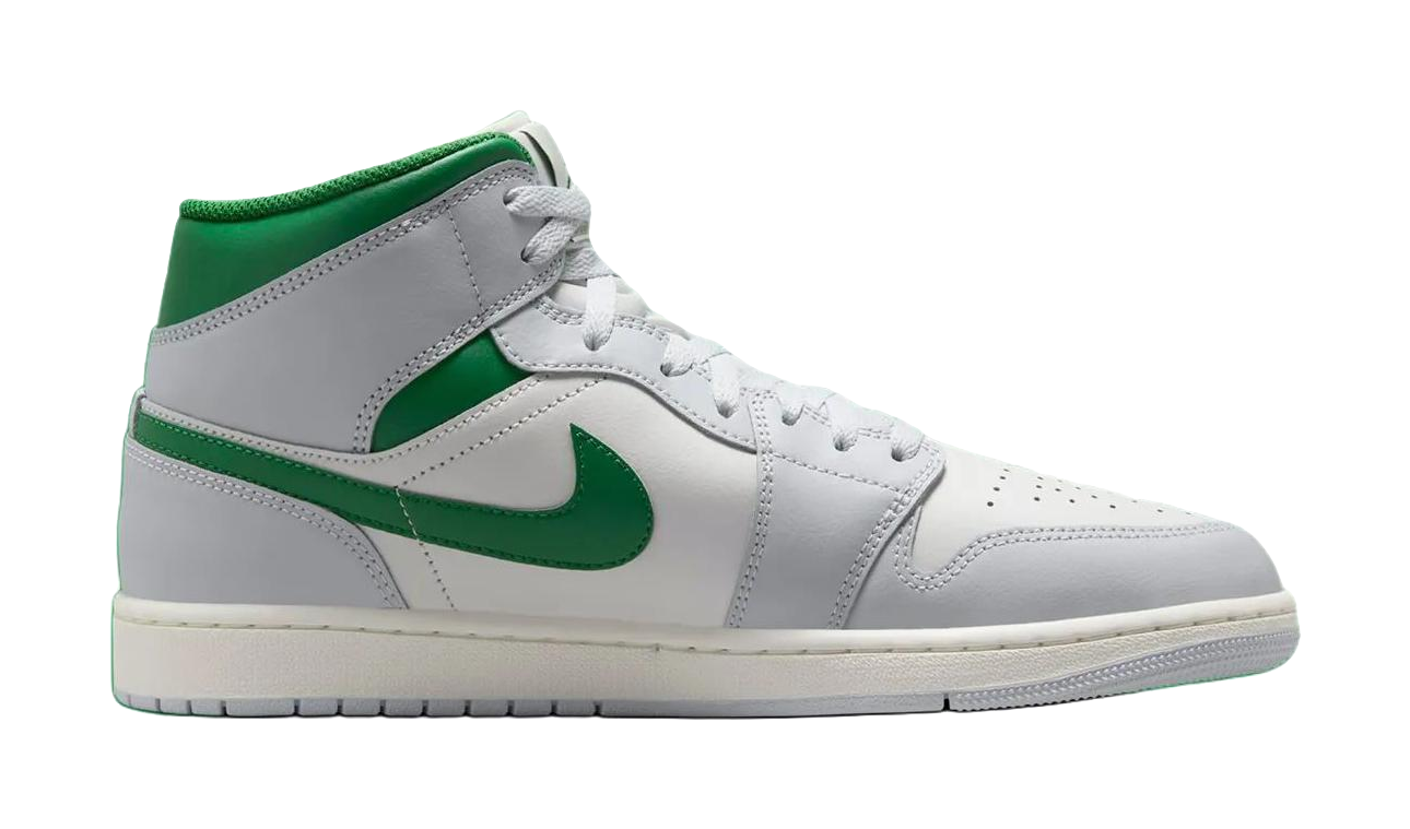 Jordan 1 Mid White Pure Platinum Pine Green  vjsneaker.com