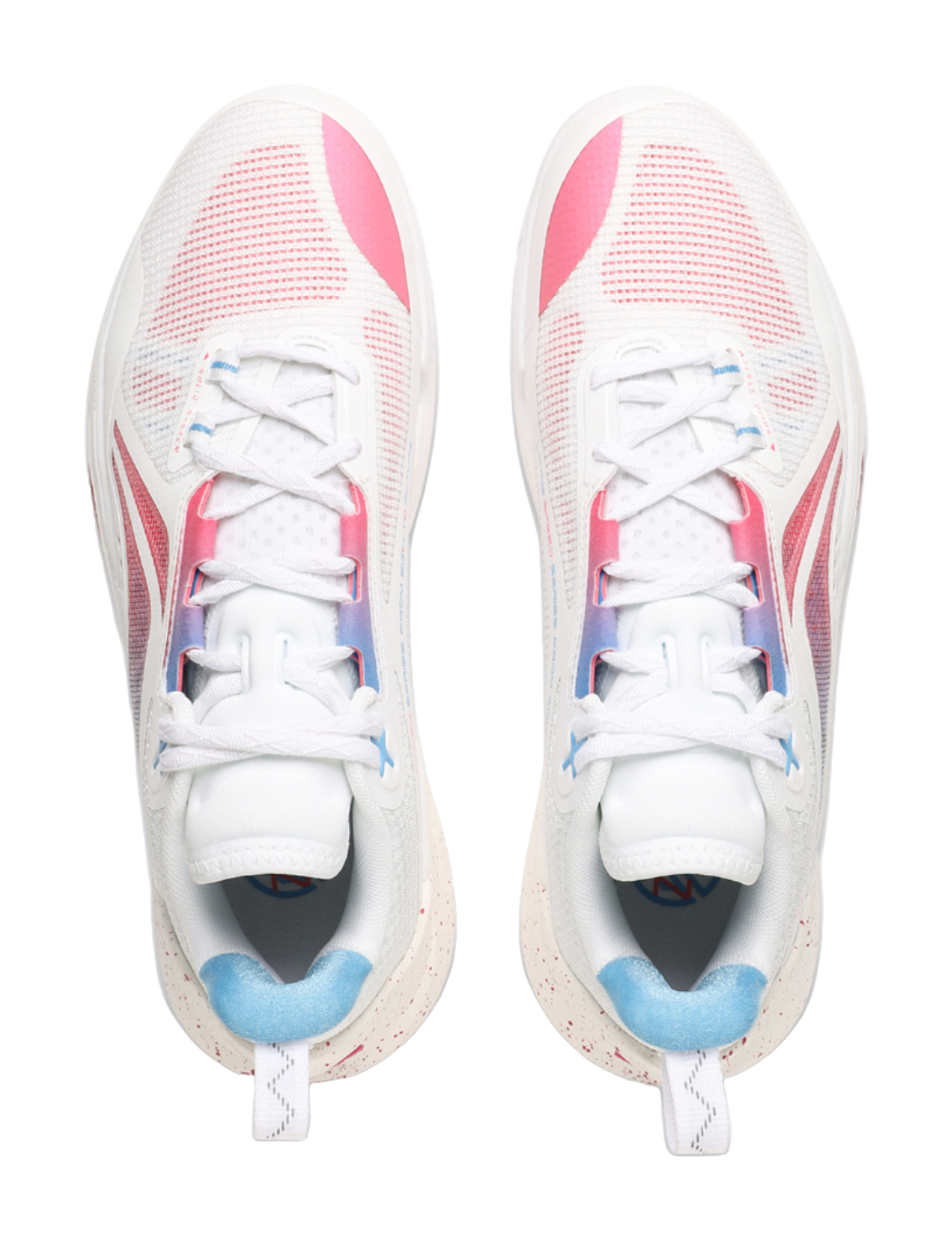 LiNing Speed 10 Cushioning, Wear Resistant Low Top Basketball Shoes Mens White Pink Blue  VJSNEAKER