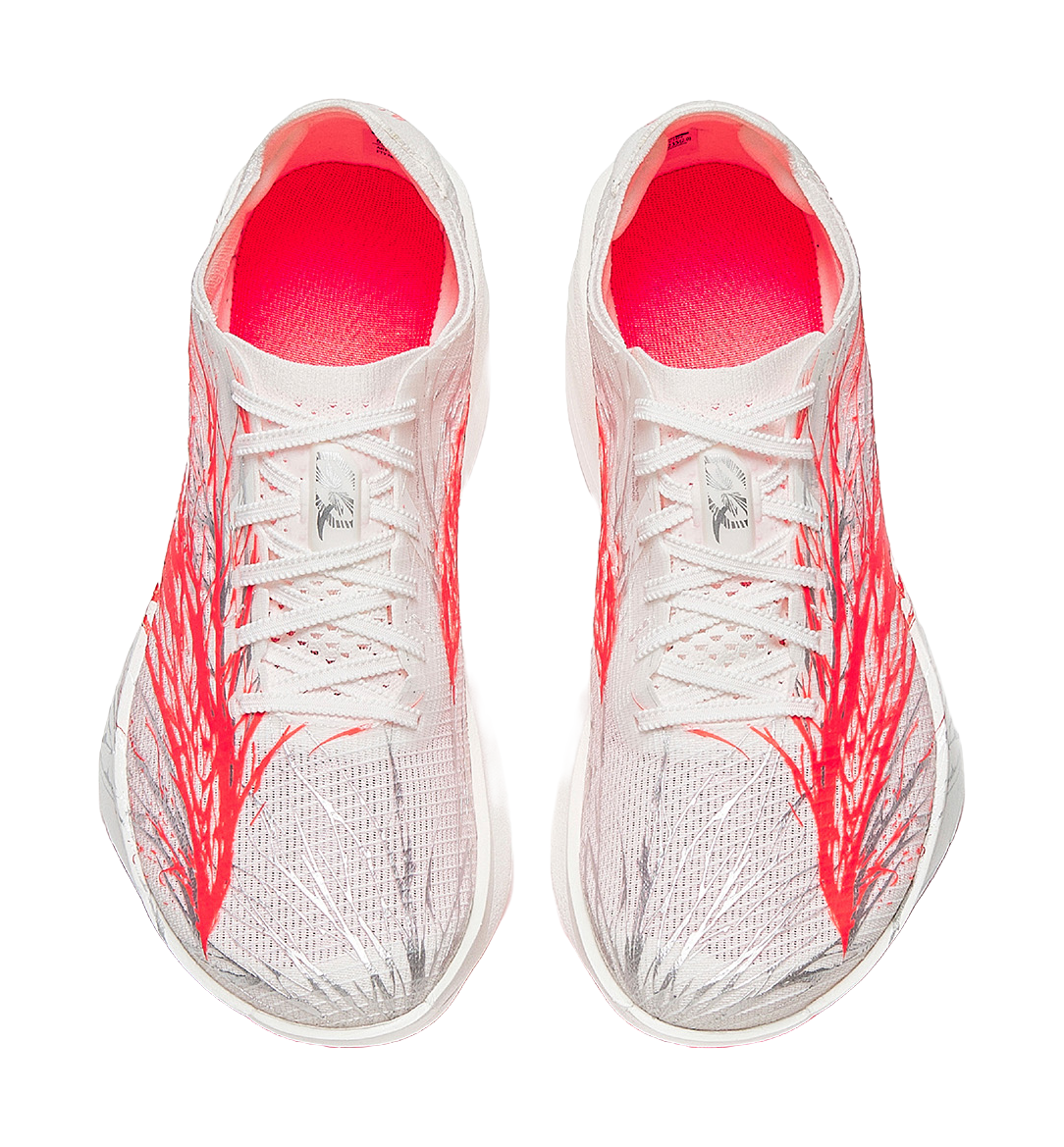 Anta women’s running shoes pair in white with red laces and red interior lining