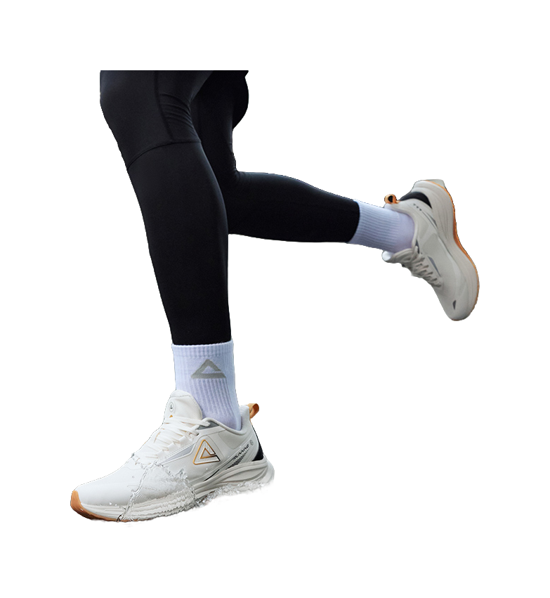 PEAK Cushioning, Slip Resistant, Abrasion Resistant, Rebound Low top Running Shoes Men's Canvas White Black 