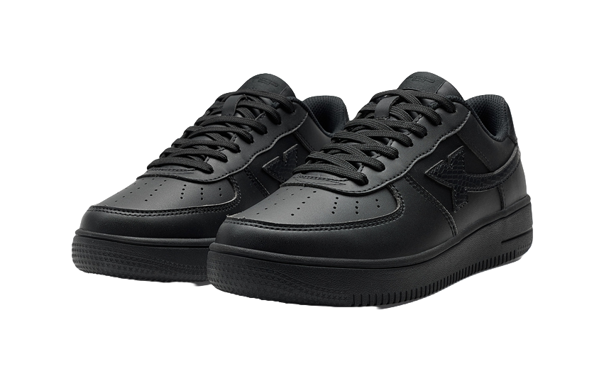 XTEP Air Force One Non slip Lightweight Low top Skateboard Shoes Men's Black 