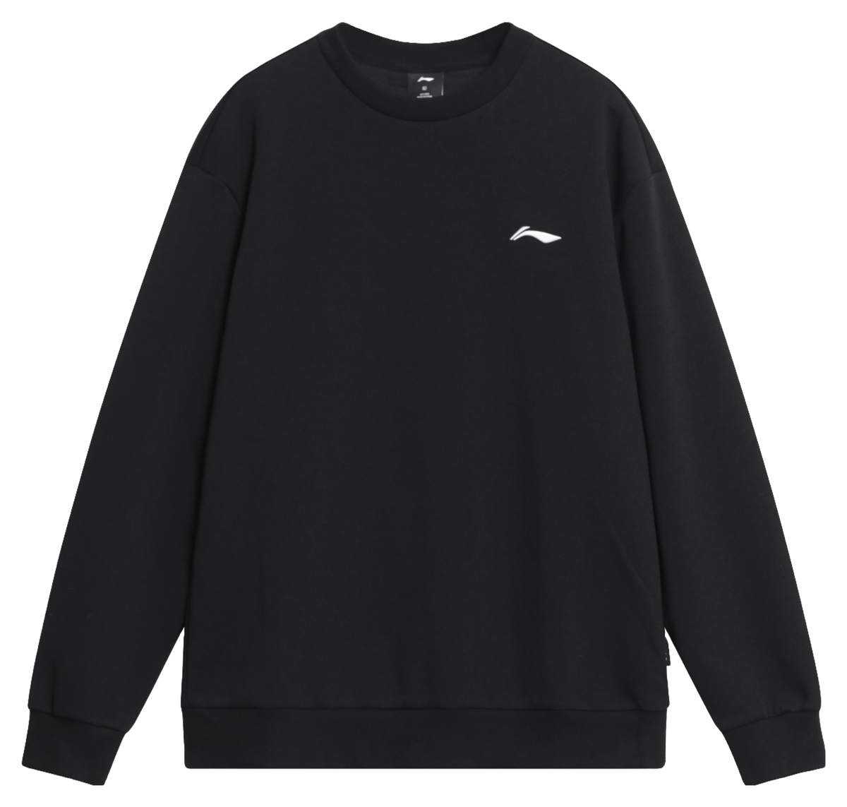 Li-Ning men’s black crewneck sweatshirt with small white logo on chest