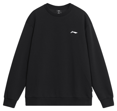 Li-Ning men’s black crewneck sweatshirt with small white logo on chest