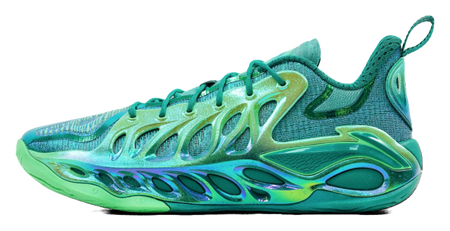 Li-Ning green basketball sneaker with chunky sculpted sole and lace-up upper
