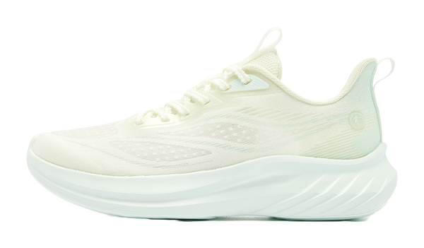 QIAODAN Cushioned Slip Resistant Abrasion Resistant Low Top Casual Running Shoes Women's Beige Green 