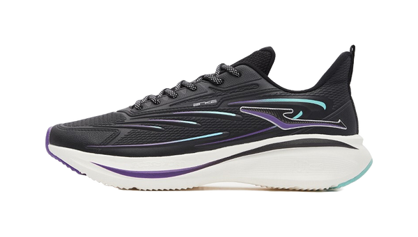 Erke Toss Neutral Force Shock Absorbers Slip Resistant Abrasion Resistant Low top Running Shoes Men's Black Purple 