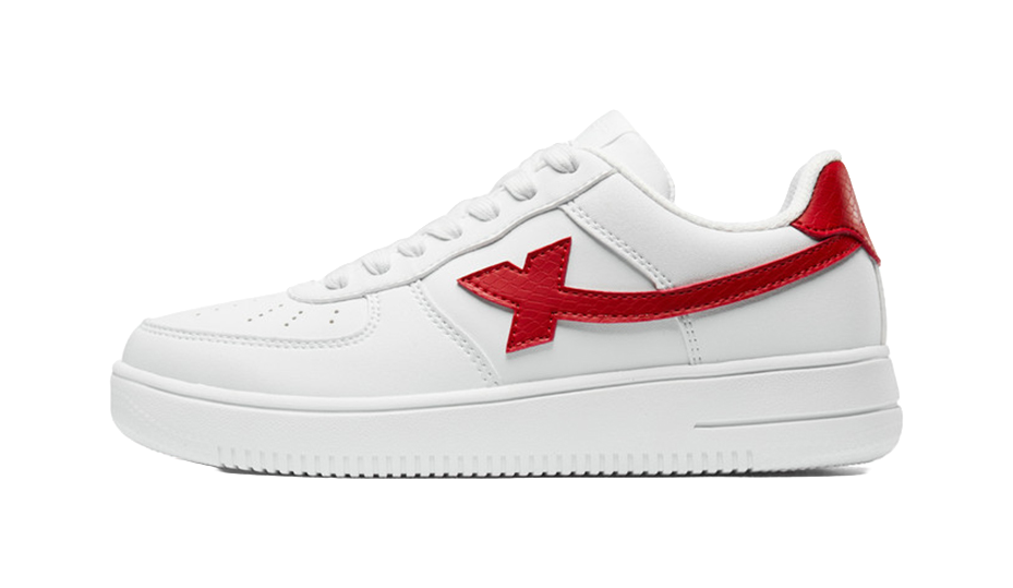 XTEP Air Force 1 Slip Resistant Abrasion Resistant Low top Skateboard Shoes Women's White Red 