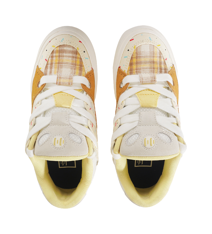 Ollieskate Wear resistant And Lightweight Low Top Skateboard Shoes Unisex Beige Yellow 