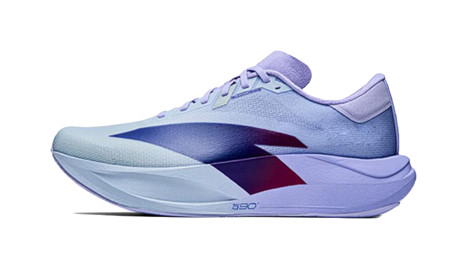 Light twilight blue and lavender low-top running shoes with mesh upper and laces