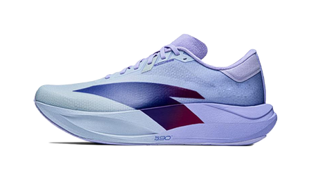 Light twilight blue and lavender low-top running shoes with mesh upper and laces