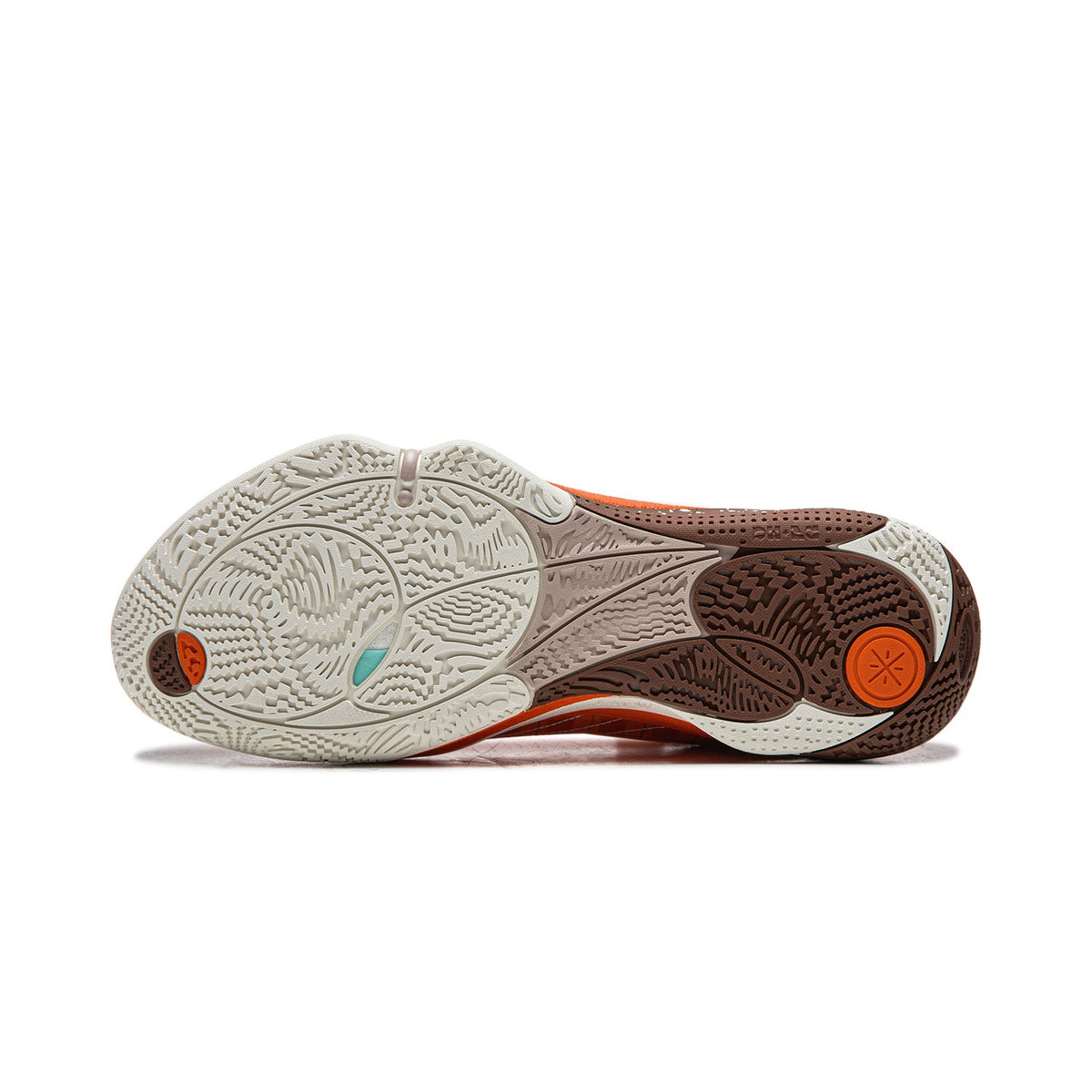 Li-Ning Wade All City 14 basketball shoe outsole with textured pattern and teal orange details