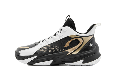 Jordan Shadow Breaking Young Comfortable, Versatile, Anti slip, Wear resistant, Middle cut Children's Basketball Shoes Black/Jordan White Youth  VJSNEAKER