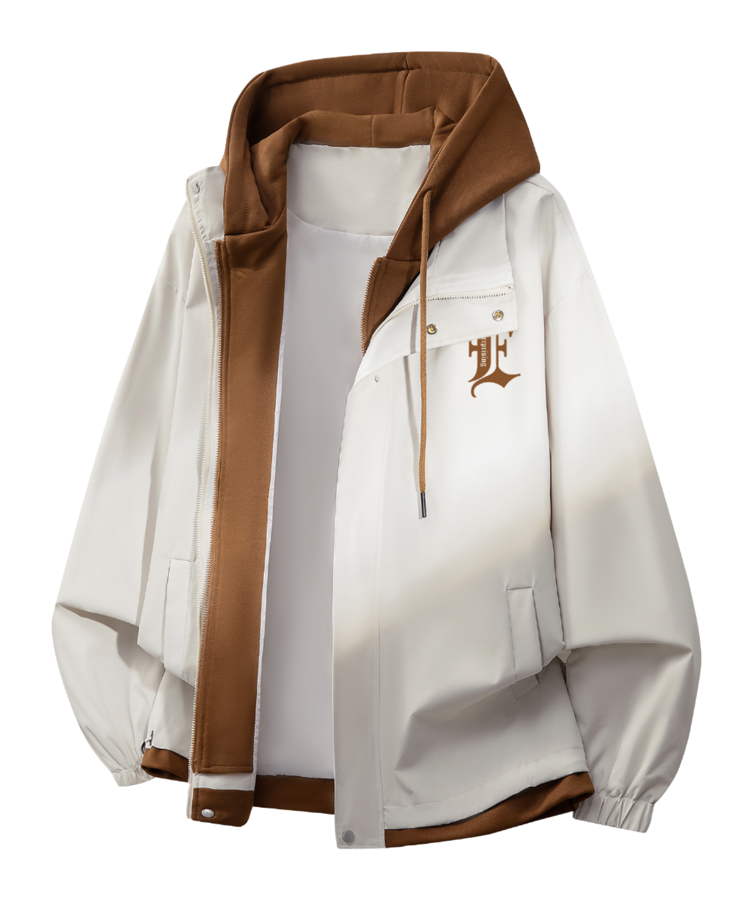 Warrior retro American solid color fake two-piece splicing contrasting loose and versatile hooded pilot with thick cotton lining, graphene heat storage insulation, warm work clothes, cotton jacket jacket, unisex  VJSNEAKER