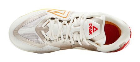 PEAK Cushioning Coverage Rebound Wear Resistant Slip Resistant Low Top Basketball Shoes Mens Milky White Red  VJSNEAKER