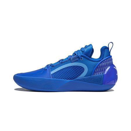 Men's basketball shoe in bright blue with mesh upper, lace-up front, and rubber sole