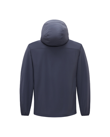 Men's hooded sun jacket, dark navy, full-zip with adjustable hood