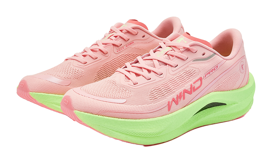 QIAODAN Strong Winds 2.0 PRO Running Shoes Men's Low top Honeydew Pink Gull Cyan 