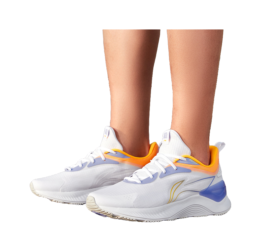 LiNing YueYing Element Cushioning Wear Resistant Rebound Low Top Sprint Running Shoes Men's White Yellow Purple 
