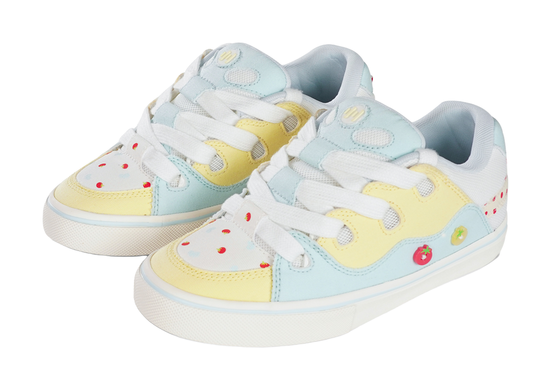 Ollieskate Slip Resistant And Abrasion Resistant Support Low top Skateboard Shoes Unisex Yellow Blue 