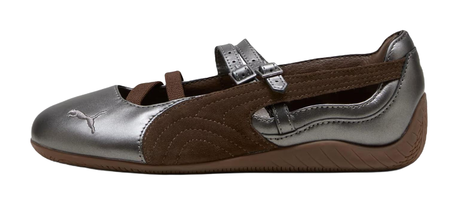 PUMA Speedcat Flat Mary Jane Shoes Womens Silver Brown  vjsneaker.com