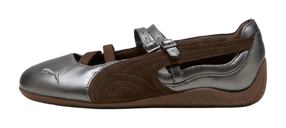 PUMA Speedcat Flat Mary Jane Shoes Womens Silver Brown  vjsneaker.com