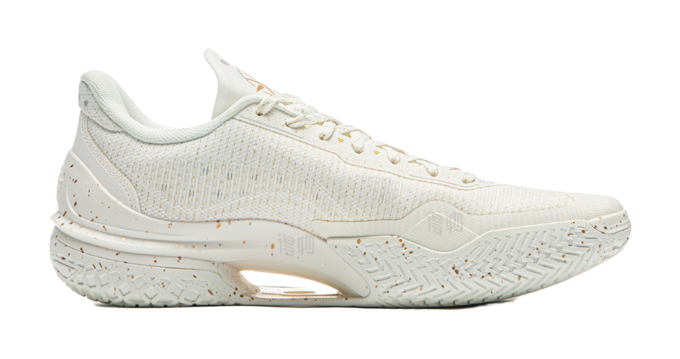 LiNing Knife 5 Slip Resistant Coverage Lightweight Rebound Low top Performance Basketball Shoes Mens White Gold  VJSNEAKER