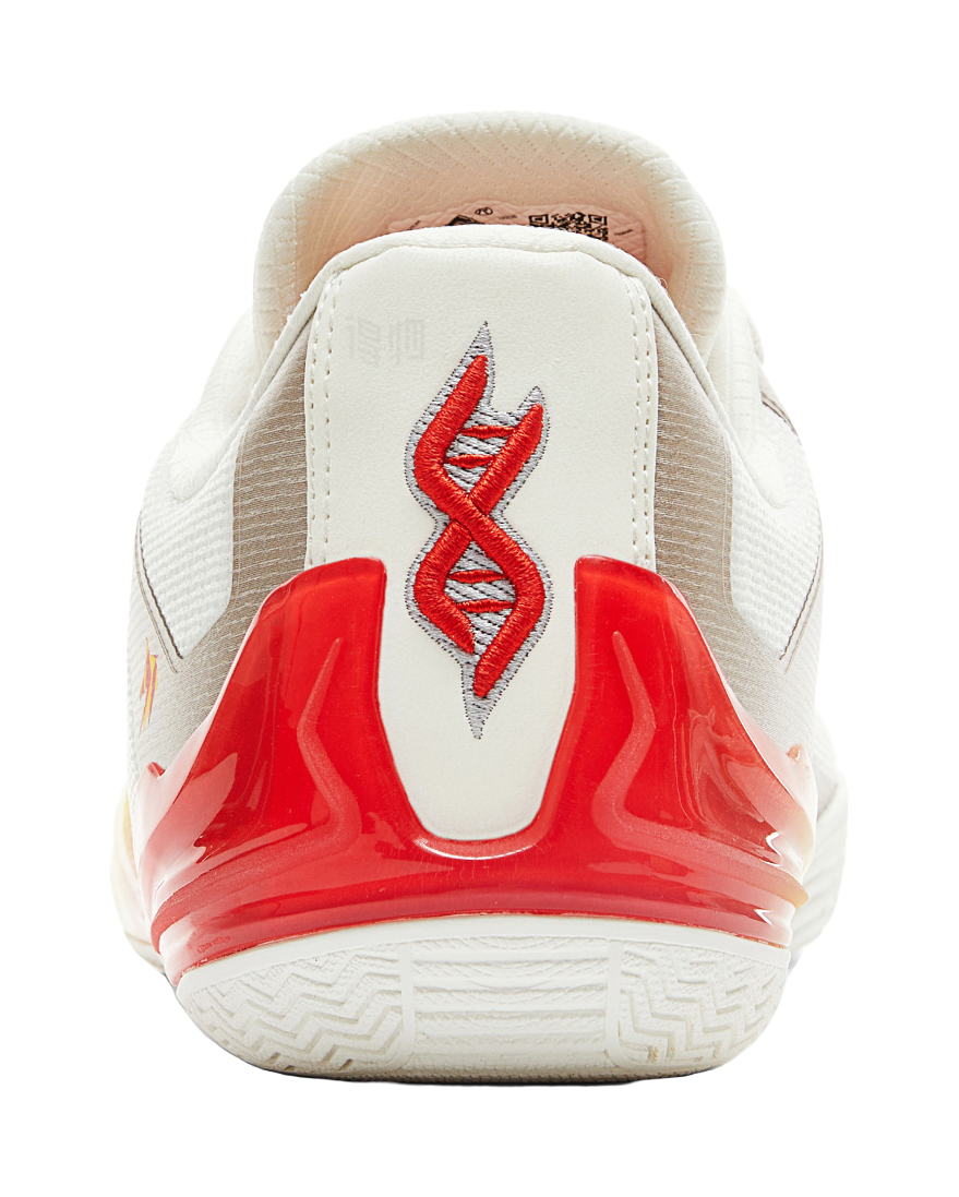 PEAK Cushioning Coverage Rebound Wear Resistant Slip Resistant Low Top Basketball Shoes Mens Milky White Red  VJSNEAKER