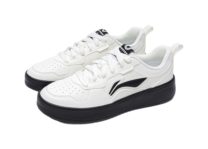 LiNing Lightweight Breathable Slip-Resistant Low-Top Skateboard Shoes Women's Ivory Black 