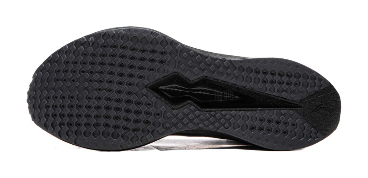 Li-Ning Feidian 6 shoe outsole, dark rubber tread with detailed traction pattern.