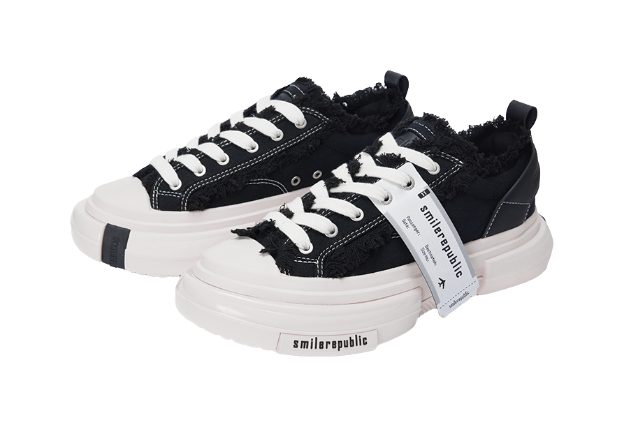 SMILEREPUBLIC 70s Classic Black Low top Canvas Shoes Unisex Black 