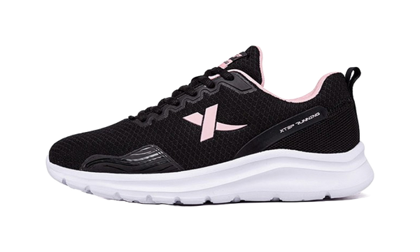 XTEP Cushioned Anti Slip Wear Resistant Breathable Lightweight Low Top Casual Running Shoes Women's Black Pinkish 