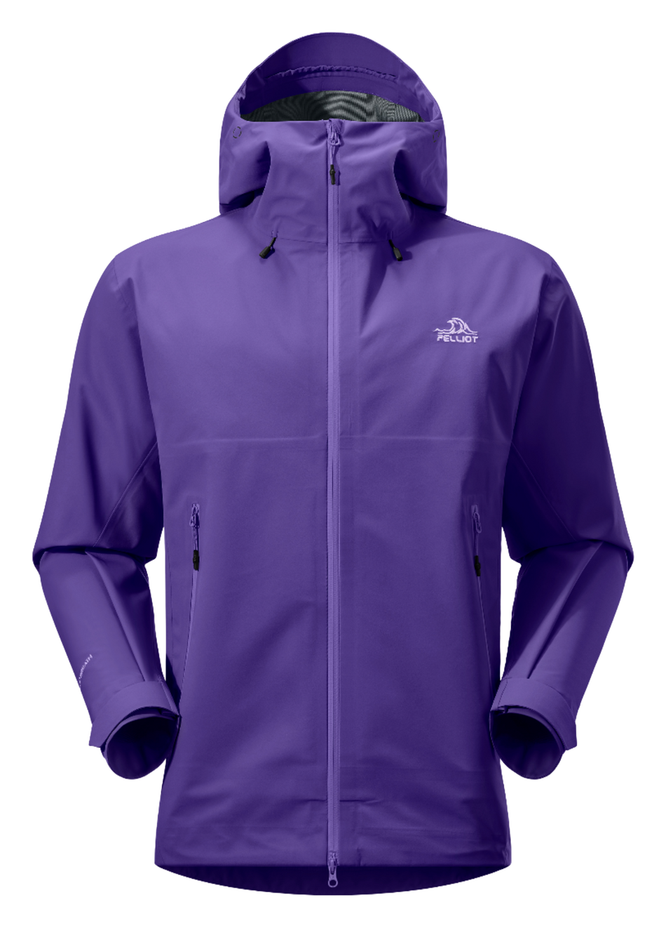 Unisex hard shell windbreaker jacket in deep purple with hood and full front zipper