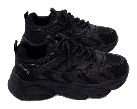 HUANQIU Slip Resistant Coverage, Lightweight, Height Increasing Low top Chunky Sneakers Mens Black  vjsneaker.com