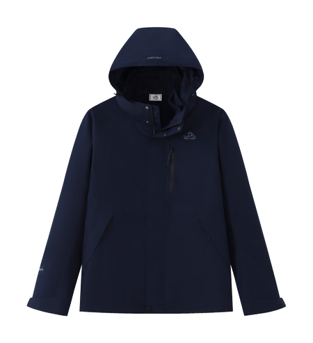 Men's PELLIOT windbreaker jacket, navy with hood and front zip