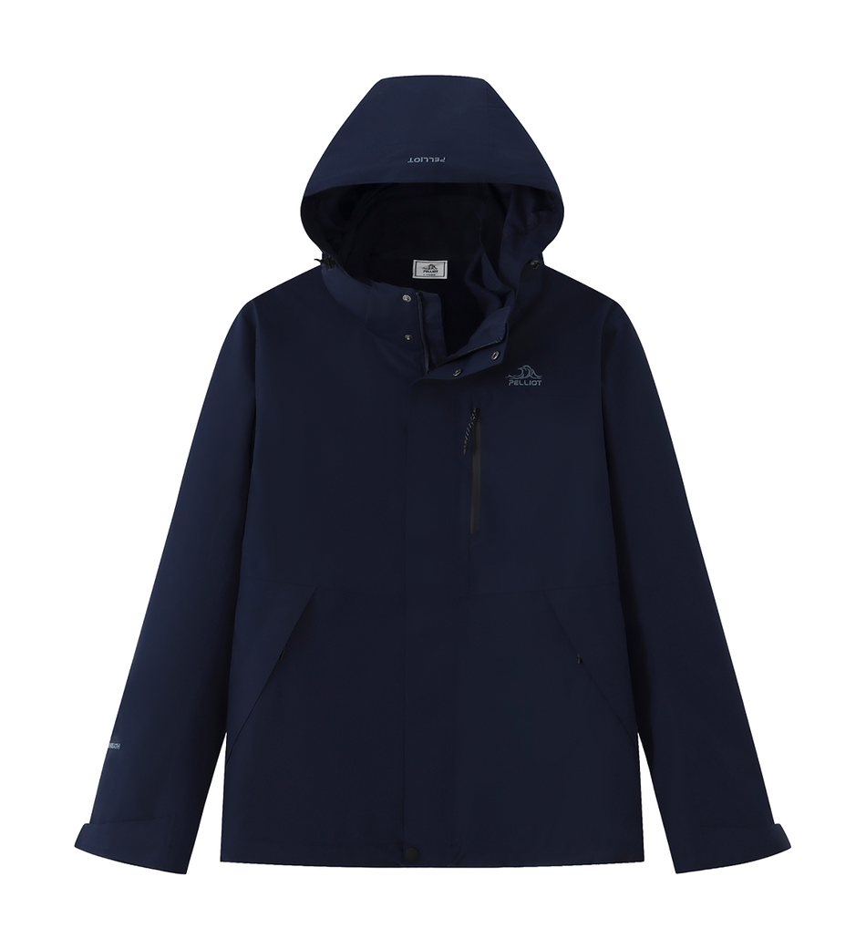 Men's PELLIOT windbreaker jacket, navy with hood and front zip