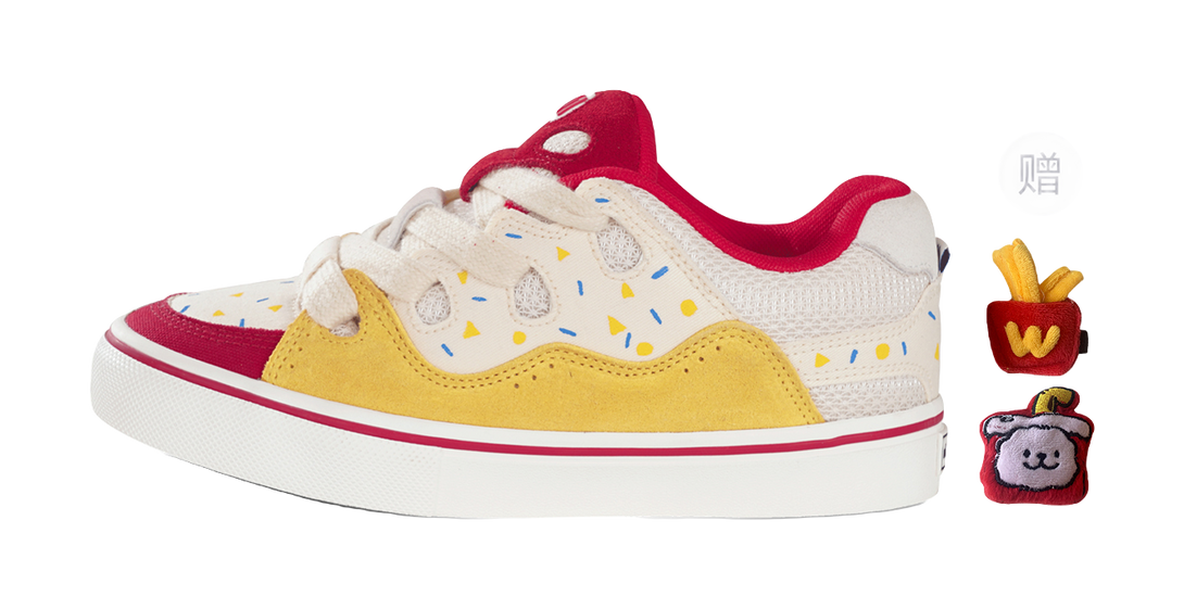 Ollieskate Slip Resistant, Abrasion Resistant, Lightweight Low top Skateboard Shoes Unisex Red Yellow 