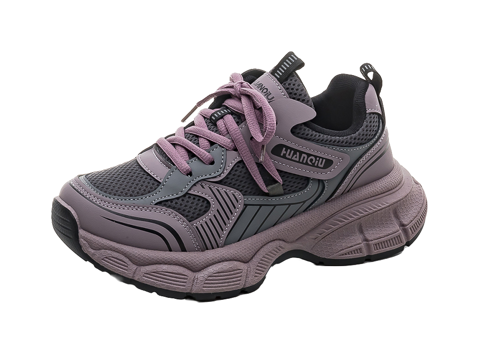 HUANQIU Slip Resistant, Abrasion Resistant, Breathable Low top Chunky Sneakers Women's Purple 