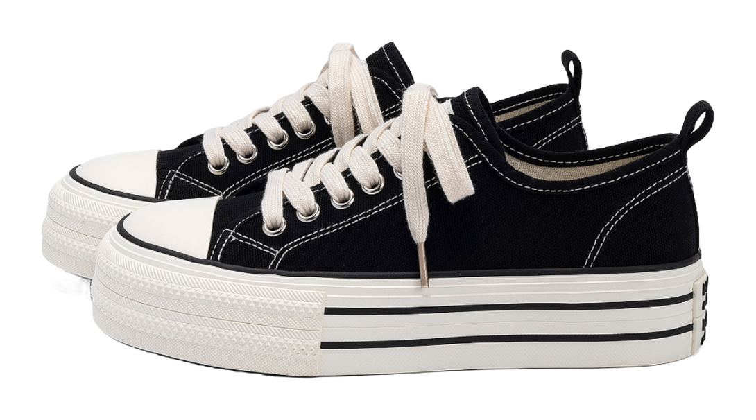 HUANQIU Breathable Lightweight Height Increasing Low Top Canvas Shoes Women's 