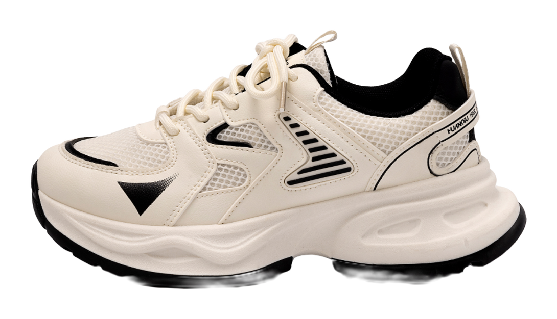 HUANQIU Abrasion Resistant, Breathable, Lightweight Low top Chunky Sneakers Women's Beige Gray 