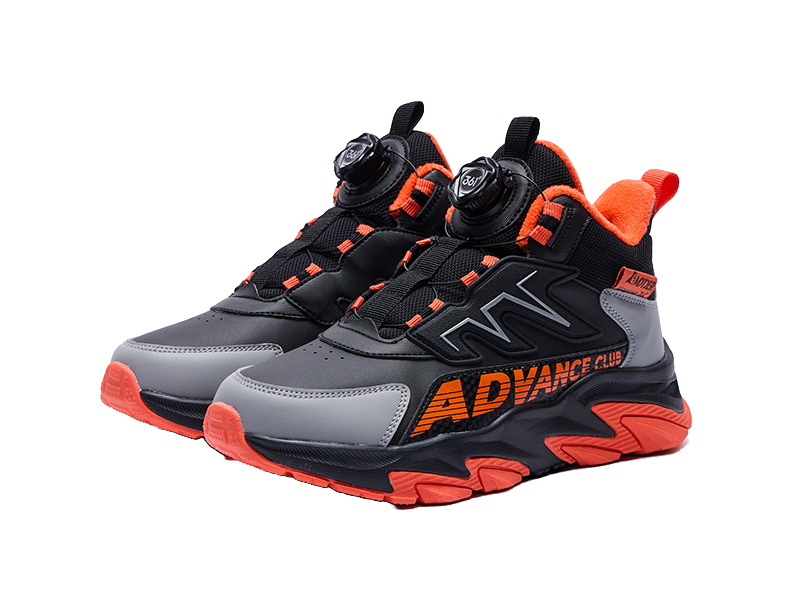 361°KIDS Synthetic Leather Slip Resistant Cushioning Abrasion Resistant Thermal Kids Lifestyle Shoes Black Gray Kids  VJSNEAKER