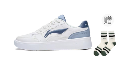 Li Ning Sycee Slip Resistant Cushioning Abrasion Resistant Height Increasing Low top Skateboard Shoes Mens White Blue  VJSNEAKER