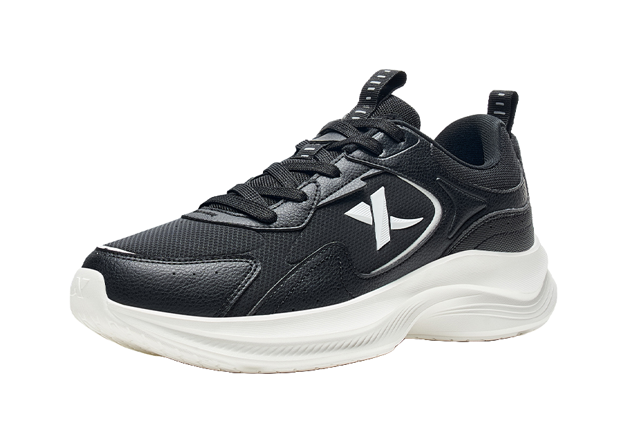 XTEP Feather Anti Slip Wear Resistant Low Top Sprint Running Shoes Men's Black White 