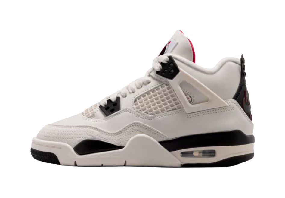 Jordan Air Jordan 4 Low top Childrens Basketball Shoes White Black Unisex  vjsneaker.com