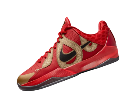 Nike Zoom Kobe 5 Slip Resistant Abrasion Resistant Low top Childrens Basketball Shoes Red Black Unisex  vjsneaker.com
