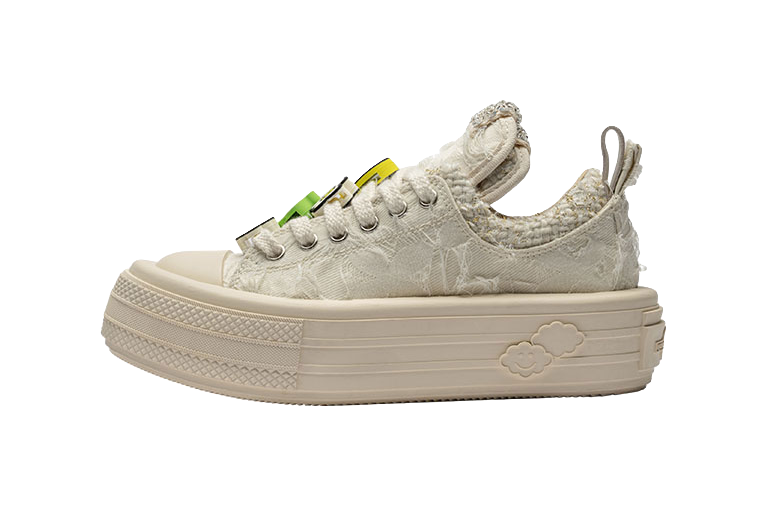 FORESHADOW 'Double-Uni' Sneaker Anti-Slip And Wear-Resistant Height Increasing Low-Top Canvas Shoes Women's White 