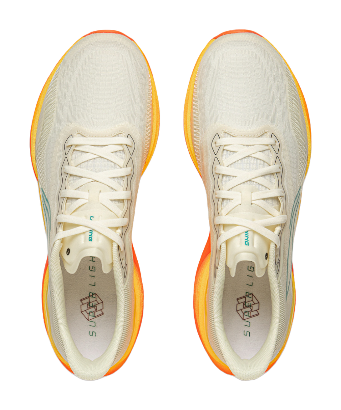 LiNing Super-Light 22 Cushioning Wear-Resistant Low-Top Casual Running Shoes Men's Beige Orange 