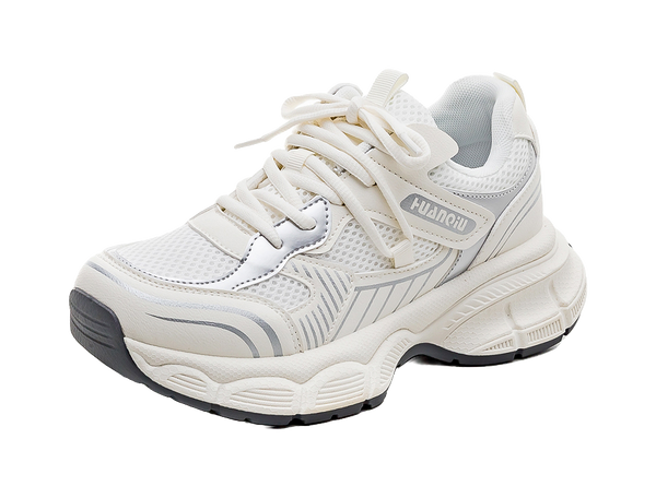 HUANQIU Slip Resistant, Breathable, Lightweight Low top Chunky Sneakers Women's Ecru 