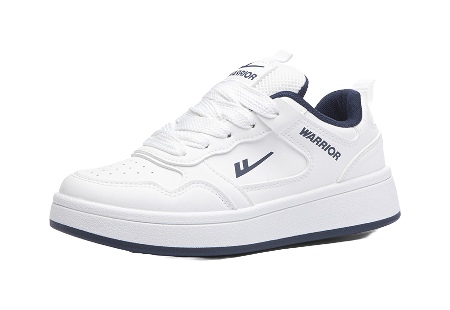 Warrior Slip Resistant Abrasion Resistant Low top Skateboard Shoes Unisex White Dark Blue 