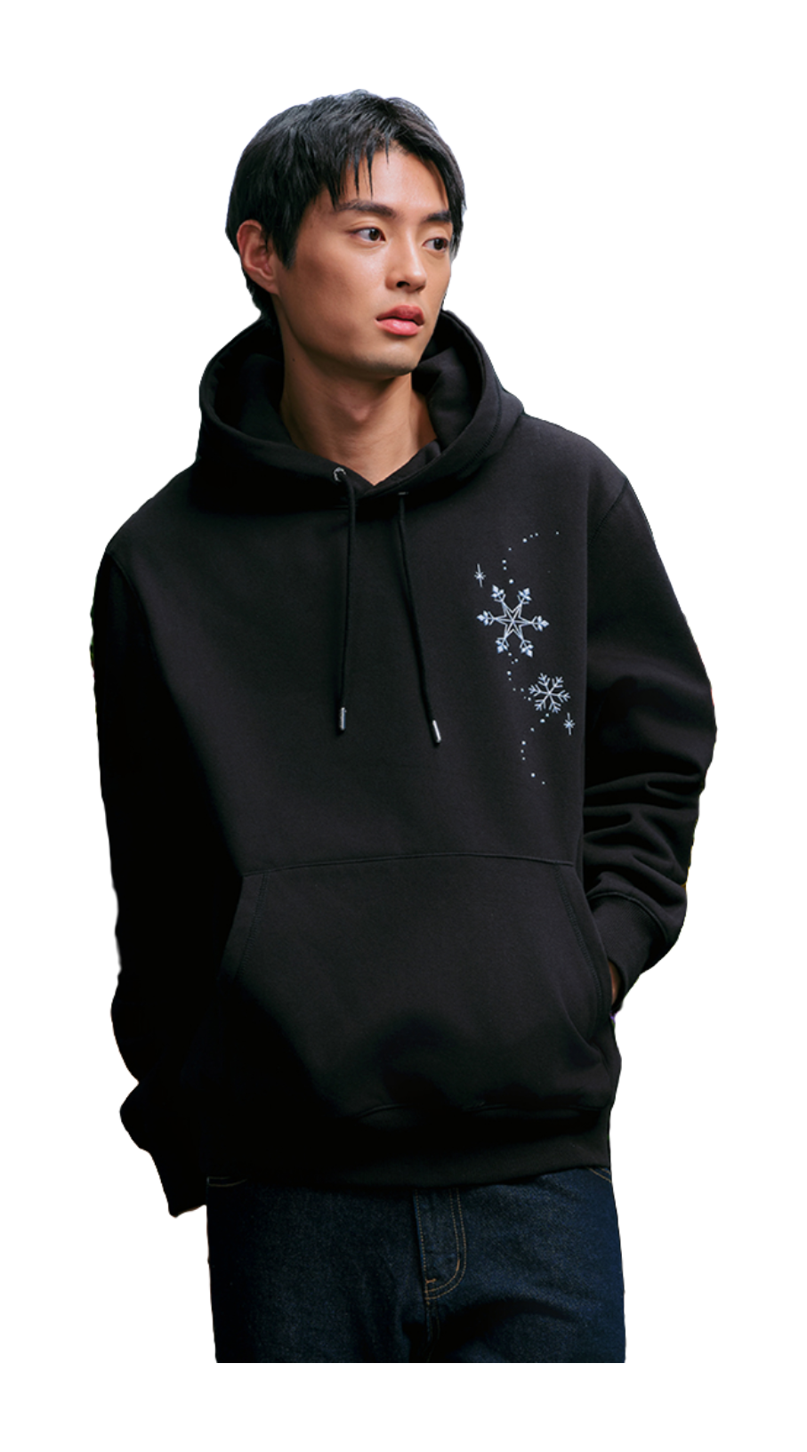 WHOOSIS Gradient Sparkling 3D Snowflake Print with Velvet Hoodie Hoodie Hoodie Unisex  vjsneaker.com